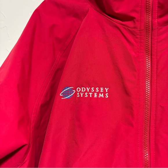 Lands' End Red Full Zip Winter Coat Bomber EMBROIDERED Men 3XL BIG 54-56 - Picture 3 of 10